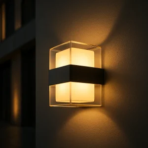 چراغ دیواری LED مکعبی مدرن با قاب شفاف